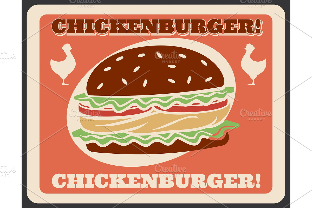 Chickenburger fast food poster in Illustrations - product preview 8