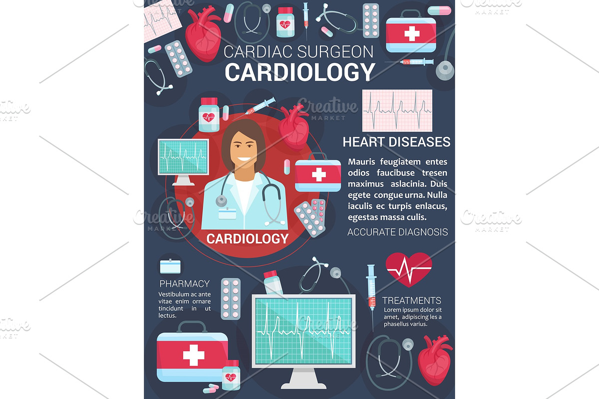 Cardiology heart health medicine in Illustrations - product preview 8