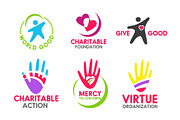 Charity foundation icons with people