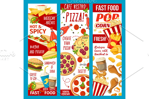 Fast food snacks banners