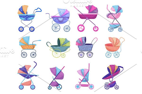 Stroller vector baby-stroller and