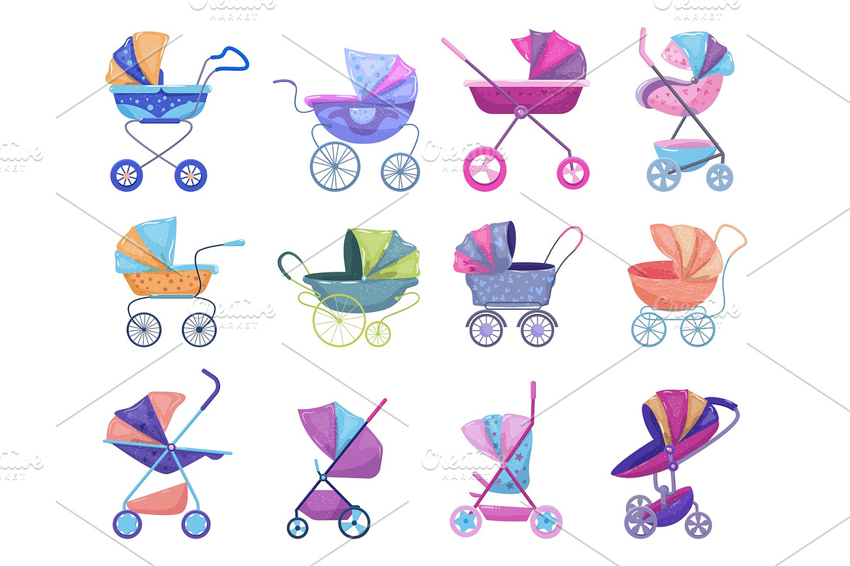 Stroller vector baby-stroller and in Illustrations - product preview 8