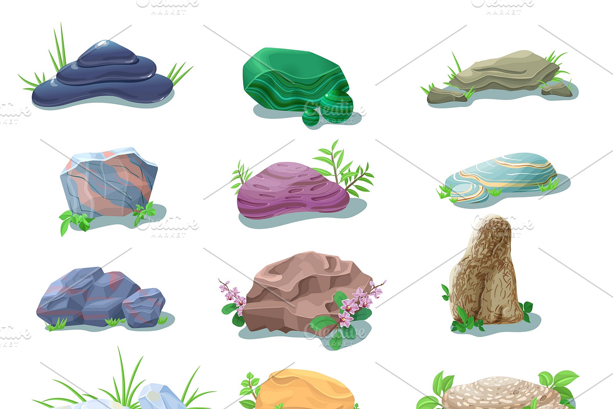 Cartoon Stones And Boulders Set in Illustrations - product preview 8