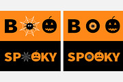 Word BOO SPOOKY text set. 