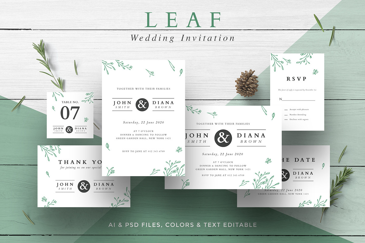 Leaf Wedding Invitation in Wedding Templates - product preview 8