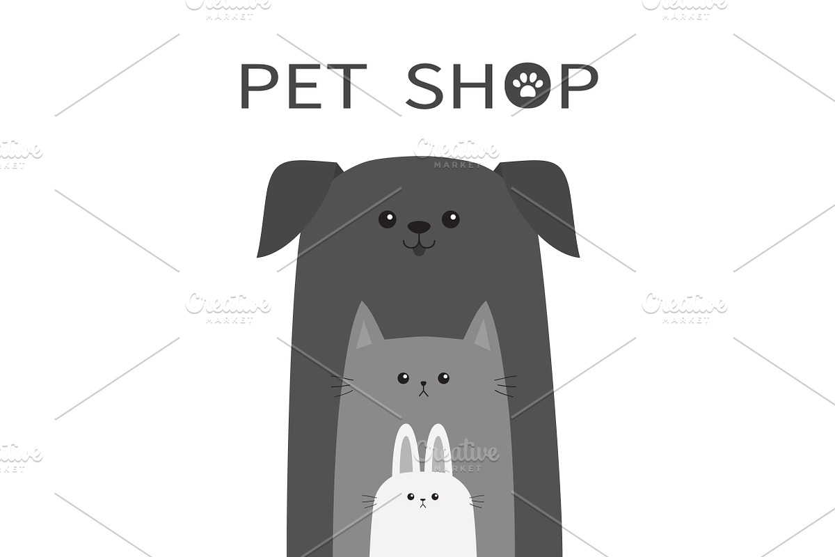 Pet shop. Dog, cat, rabbit set. in Illustrations - product preview 8