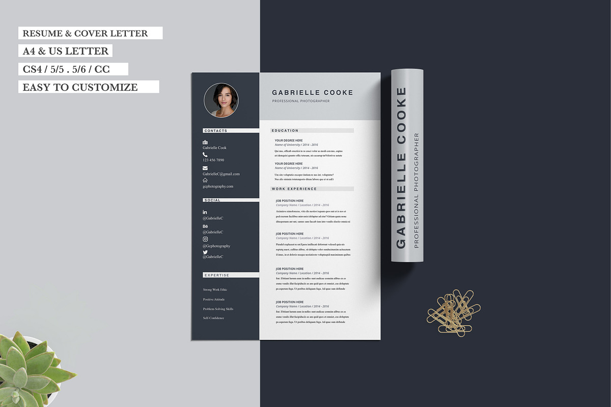Resume/CV Template | Gabrielle Cooke in Letter Templates - product preview 8