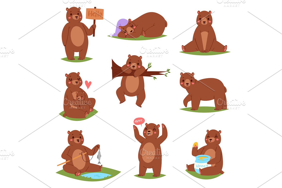 Bear vector set cartoon animal in Illustrations - product preview 8