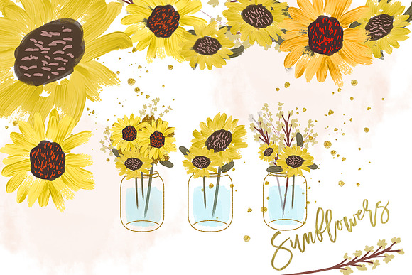 Watercolor Sunflowers & Pumpkins Set in Illustrations - product preview 2