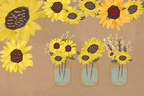 Watercolor Sunflowers & Pumpkins Set in Illustrations - product preview 3