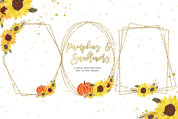Watercolor Sunflowers & Pumpkins Set in Illustrations - product preview 10