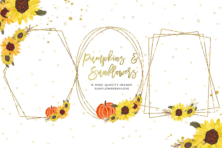sunflower pumpkin wreath clip art