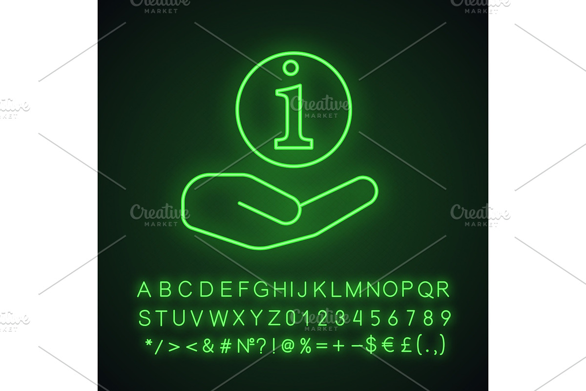 Hand holding info sign neon icon in Graphics - product preview 8