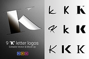 9 K Letter Logos - Vector & Mock-Up