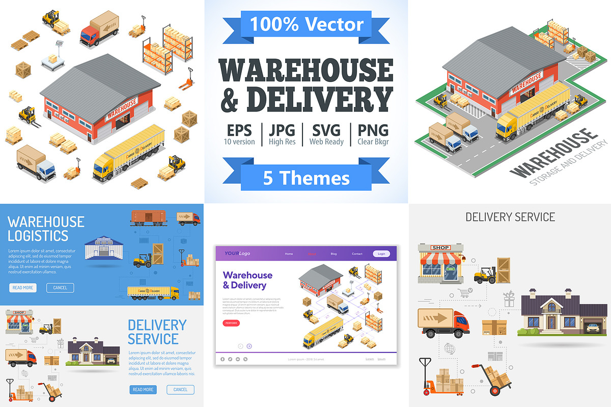 Warehouse Logistics and Delivery in Illustrations - product preview 8