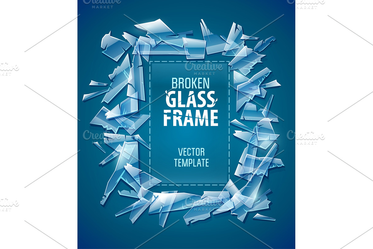 Broken glass frame decorative in Illustrations - product preview 8