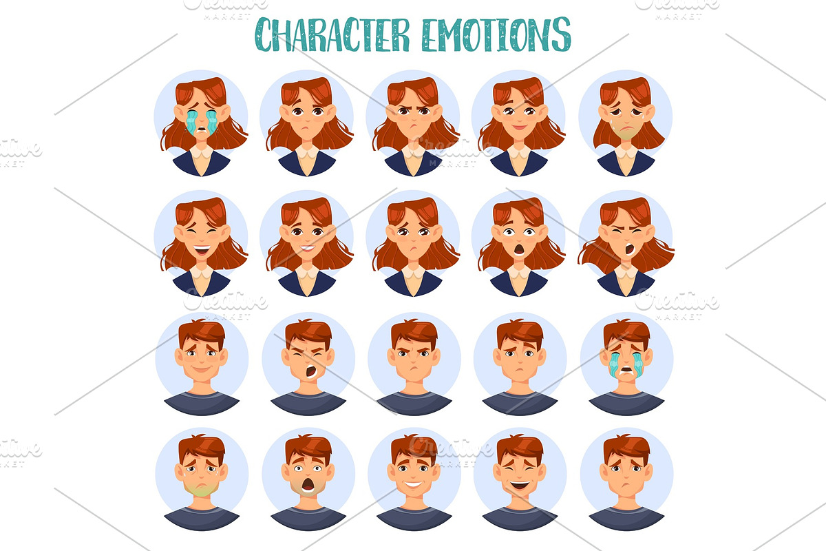 Set of isolated cartoon people in Illustrations - product preview 8
