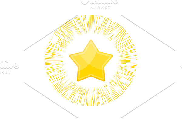 Gold star rating in rays of glory