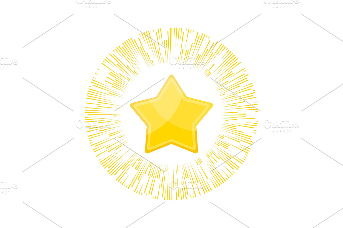 Gold star rating in rays of glory in Objects - product preview 8