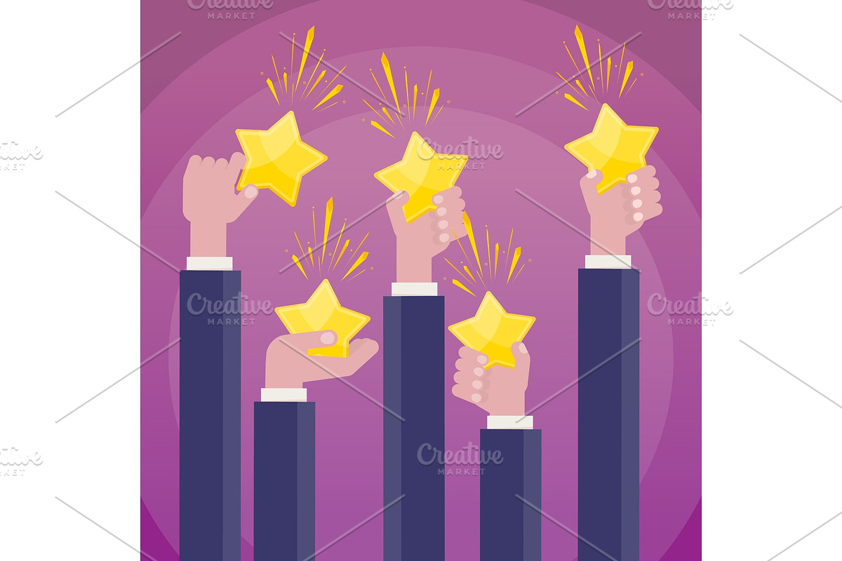 Businessmen with gold stars rating in Illustrations - product preview 8