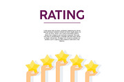 Hands with gold stars rating