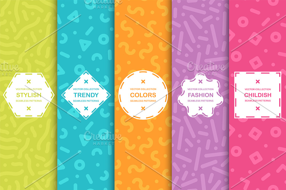 Bright seamless memphis patterns in Patterns - product preview 8