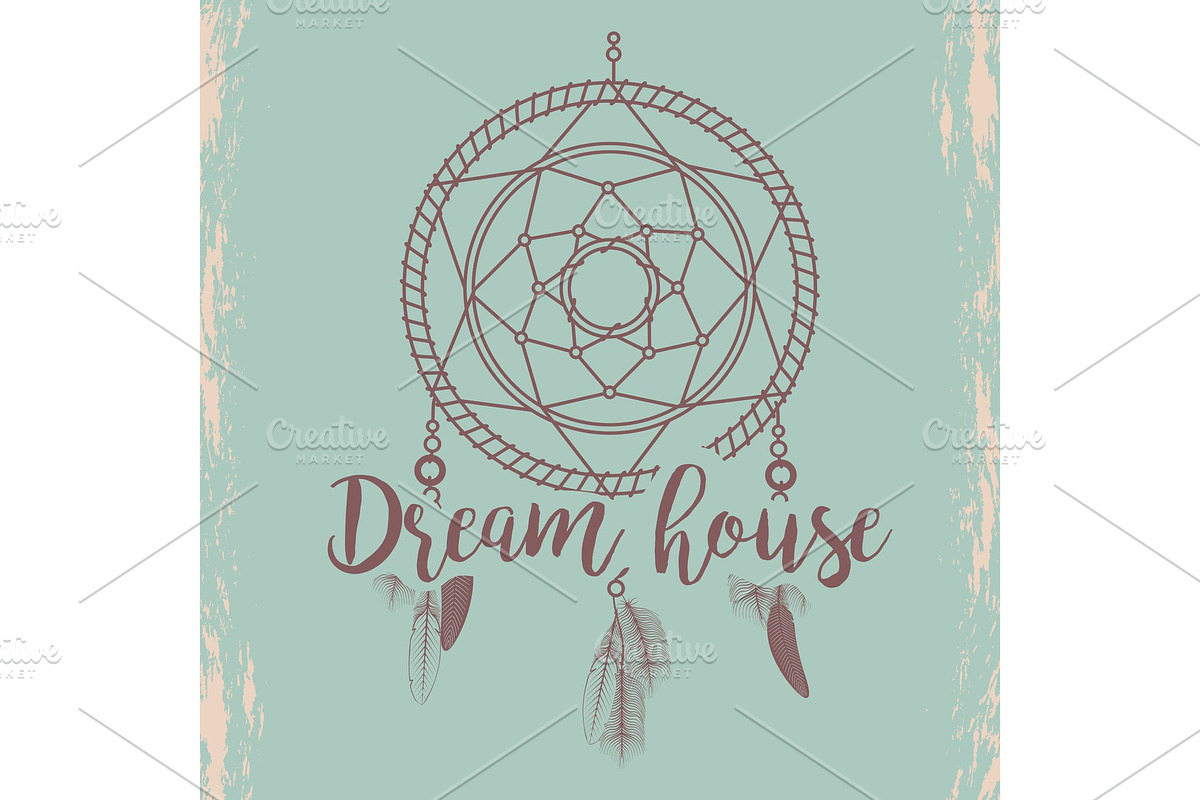 Sketched dream catcher poster vector in Illustrations - product preview 8
