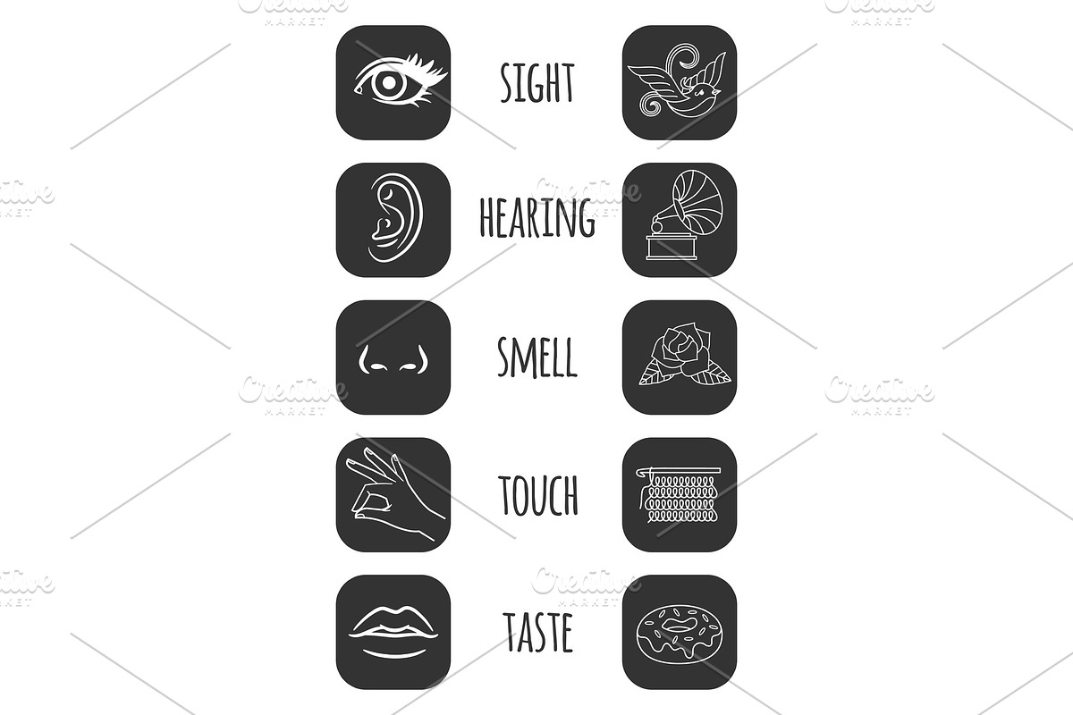 Five senses icons vector in Illustrations - product preview 8