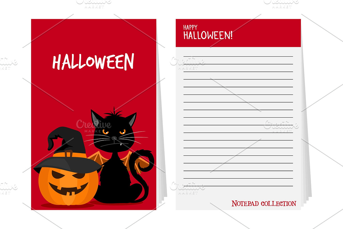 Halloween notepad with black cat and in Objects - product preview 8