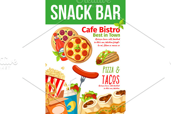 Fast food snacks bar and bistro menu