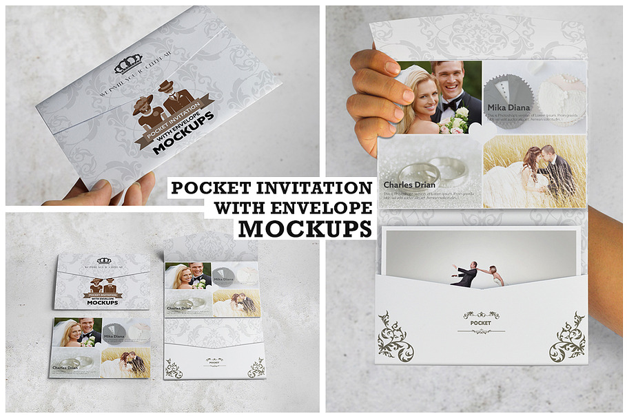 Pocket Invitation Envelope MockUps in Print Mockups - product preview 8