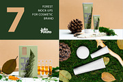 Cosmetic mockup on forest background