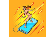 woman surfing on a smartphone