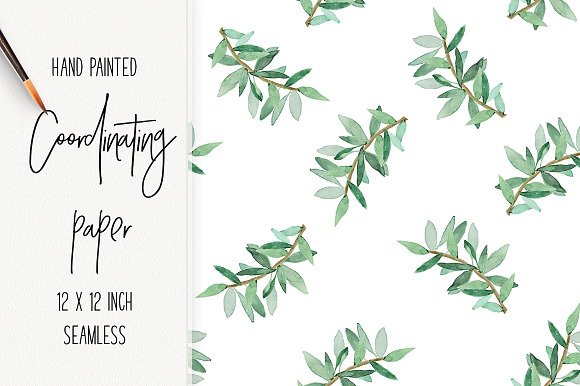 Olive Branch Wreath Hand Painted in Illustrations - product preview 4