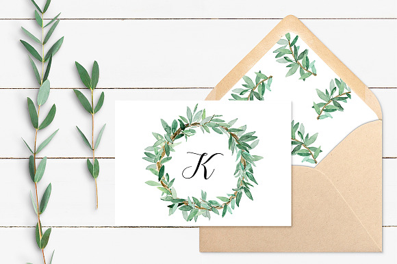 Olive Branch Wreath Hand Painted in Illustrations - product preview 5