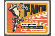 Car painting service vector poster