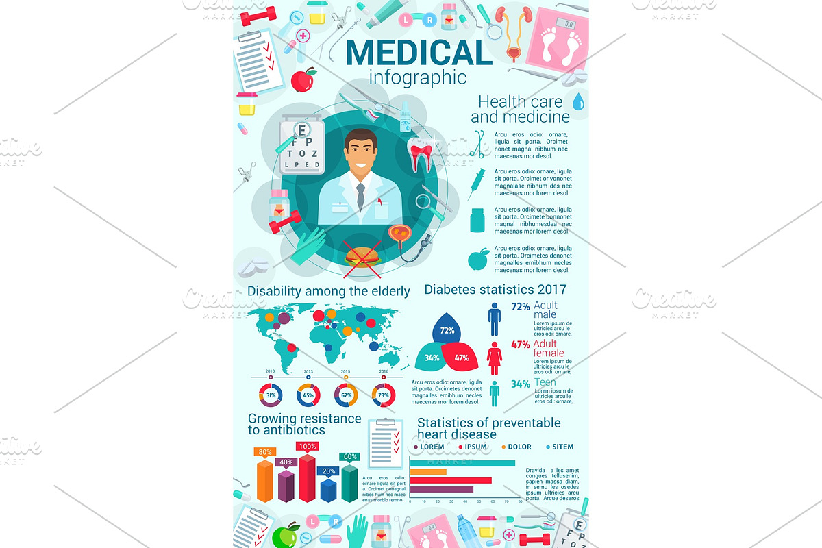 Healthcare and medicine infographics in Illustrations - product preview 8