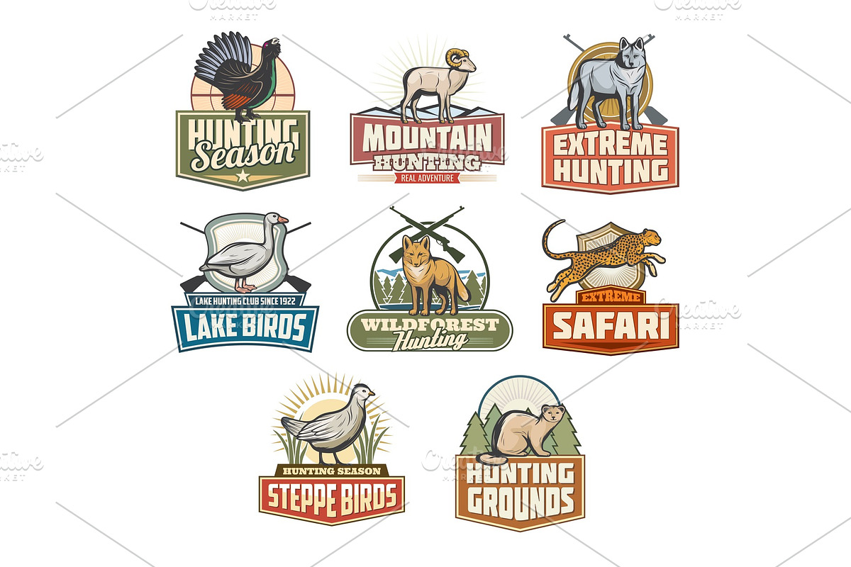Safari hunting season vector icons in Illustrations - product preview 8