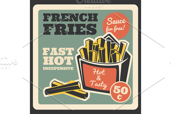 Fast food French fries vector poster