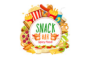Fast food snack bar vector poster