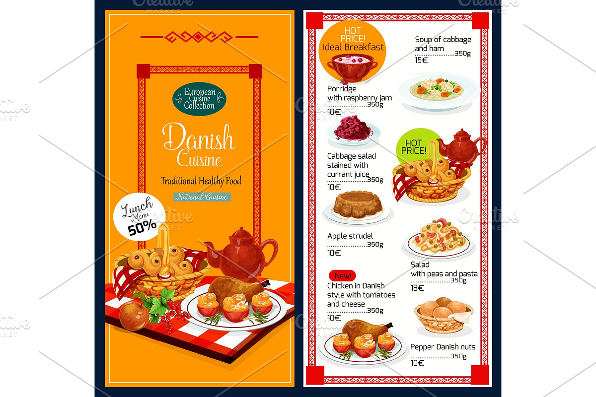 Danish cuisine dishes and desserts in Illustrations - product preview 8