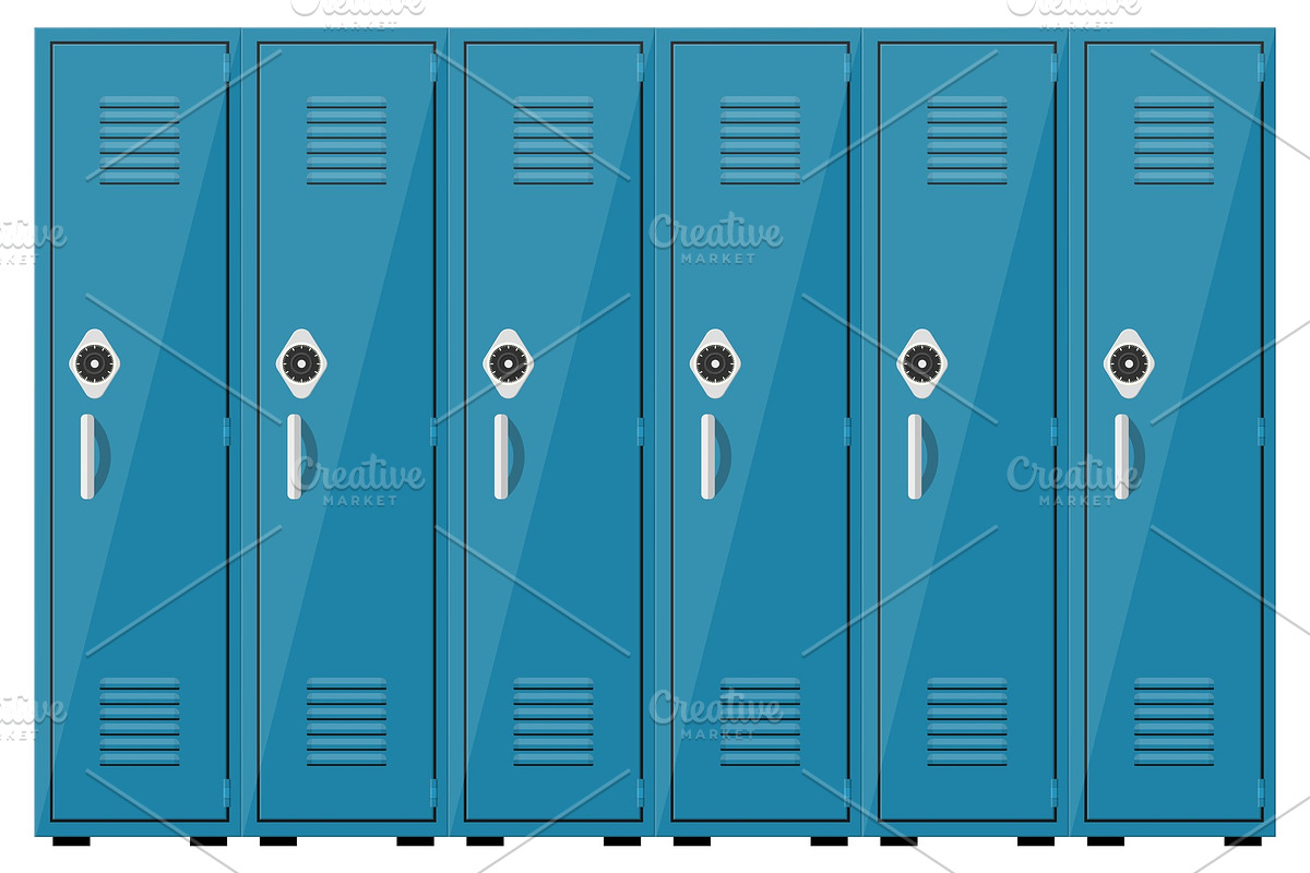 Empty blue school lockers in Objects - product preview 8