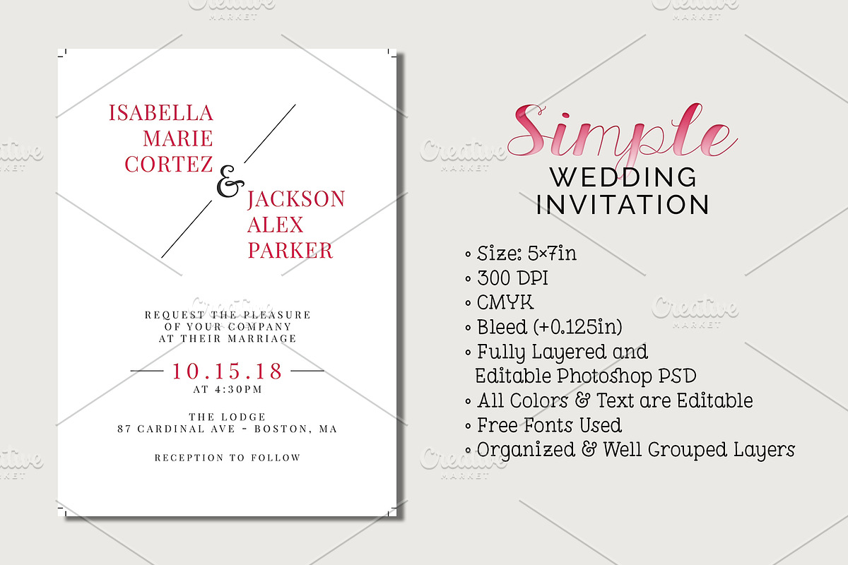 Simple Wedding Invitation in Wedding Templates - product preview 8