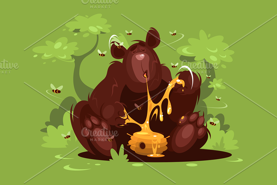 Brown bear eat sweet honey in Illustrations - product preview 8