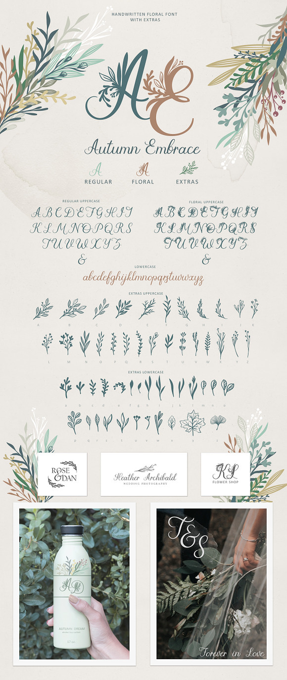 Autumn Embrace Floral Font + EXTRAS in Script Fonts - product preview 9