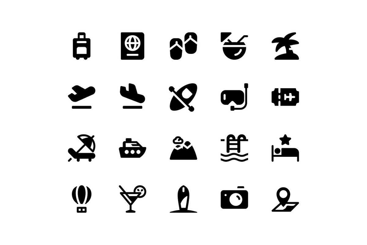 Travel Glyph Icons in Graphics - product preview 8