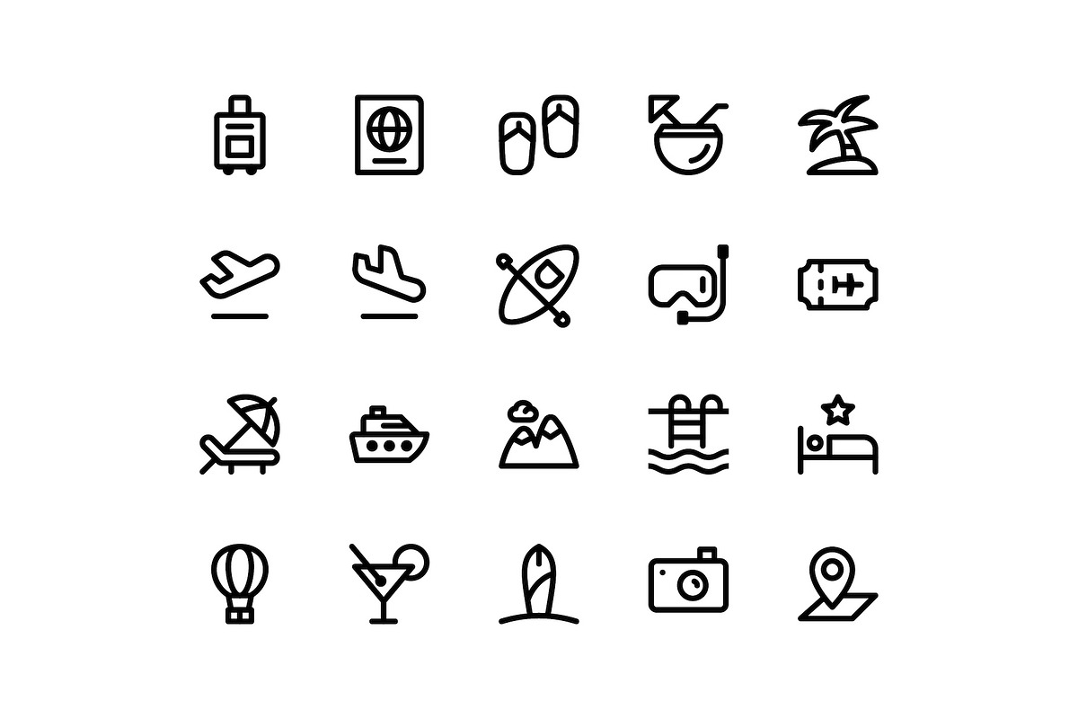 Travel Line Icons in Graphics - product preview 8