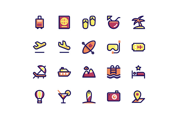 Travel Filled Line Icons