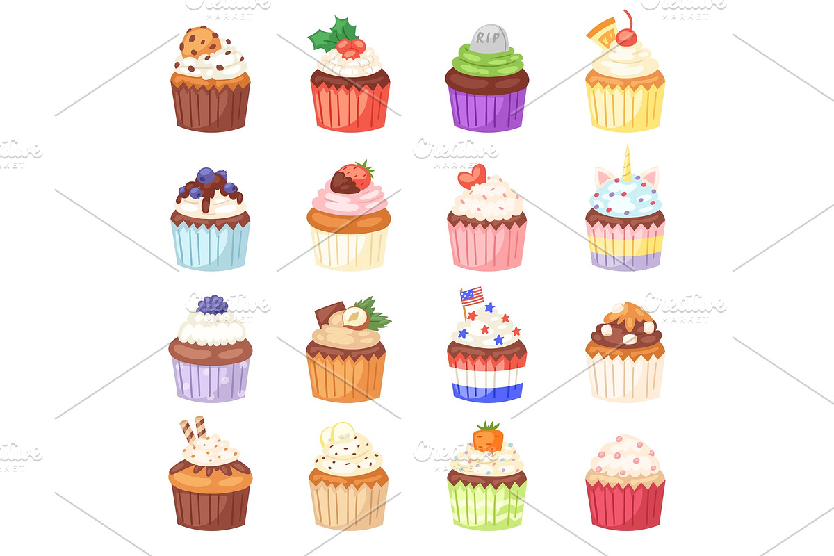Cupcake vector muffin and sweet cake in Illustrations - product preview 8