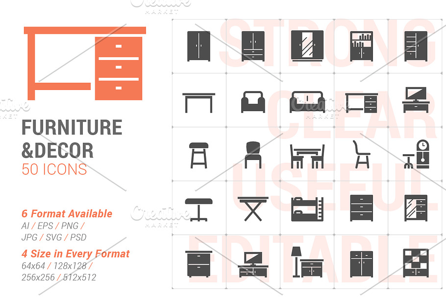 Furniture & Decor Filled Icon in Graphics - product preview 8